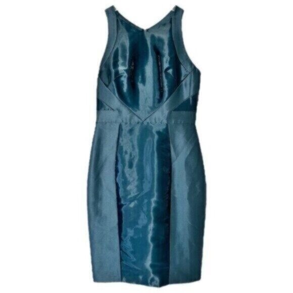 Theia Liquid Glass Arctic Blue Cutout Knee Length Sheath Dress Size 6 - Picture 2 of 10